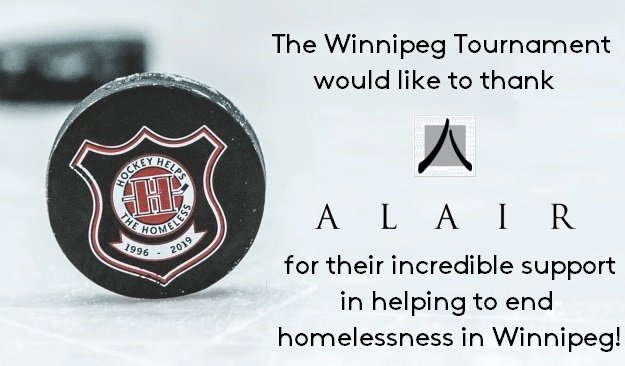 Today, we look at team sponsors, and one of the very first teams to get in on the #HHTHWinnipeg tourney was <a href="/AlairHomes/">Alair Homes</a>! Alair is great supporter of @hockeyhelps tournaments across Canada as well! Thank you, Alair Homes, for helping to defeat homelessness! #HHTHWpgteams