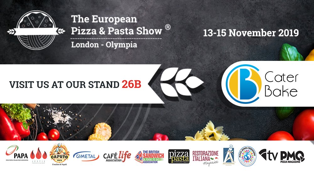 CaterBakeUK's tweet image. We&apos;re looking forward to exhibiting at The European Pizza and Pasta Show this month! Visit us on Stand 26B between 13th and 15th November 2019. 🍝🍕#EPPS19 #PizzaPastaShow