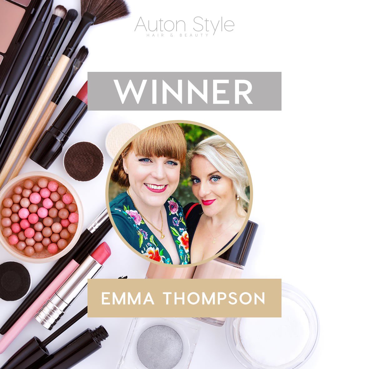 AutonStyle's tweet image. Congratulations Emma Thompson! 💕

You have won x2 tickets to our first makeup party pamper night. Your evening will include a makeup masterclass, Prosecco, exclusive offers and MORE! 🥂

Message us to claim your prize today! 📲🙌🏼