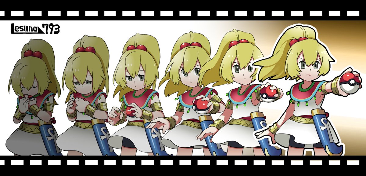 Lesuna793 動画用に描いてたアニメーション並べただけ 本来お相手さんが描いた立ち絵ではスカートは長かったのですが 動きが欲しくてスカート短くしてスパッツ履かせてました モデル まのさん 計6枚