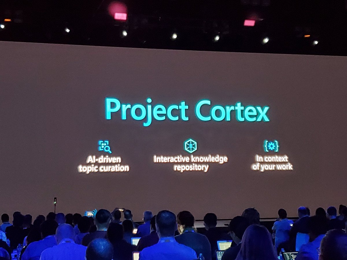 PatrickMoorhead's tweet photo. Project Cortex seems like the real culmination of Big data + AI= Knowledge. What it should be in an enterprise. Go Melissa! #MSIgnite #MicrosoftARC https://t.co/kNNJyKaqkY