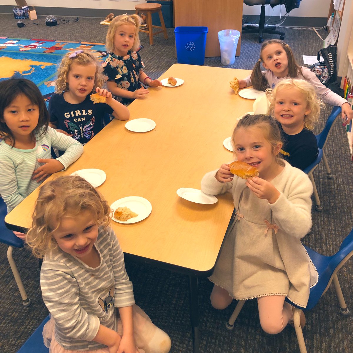 These sweet Pre-K girls celebrated el Día de los muertos last Friday after school with reading, music and dancing, pan de muerto, and making calavera masks! It was a super fun Trinity Treasure for all of us! 💕 #TrinityLearns #cherishchildhood #earlylang