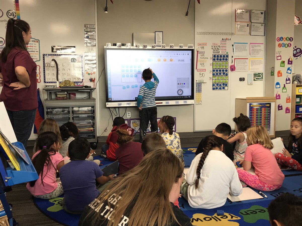 In Ms. Jarvis’ room enjoying watching her students practice their teen numbers. #rrechat  #wisdgreatneas