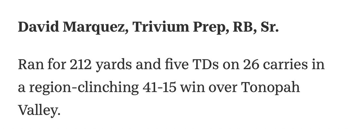 TriviumFootball's tweet photo. @TriviumFootball  RB @DMarquez28 was a @azcsports @azc_obert  top performer last week... Great Job and GO KNIGHTS ⚔️⚔️ https://t.co/65aDPWp8AR