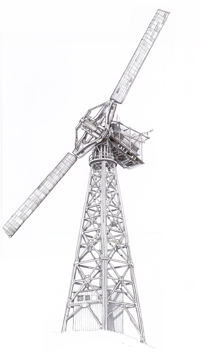 The infamous 1.25 MW Smith-Putnam wind turbine. It was the first wind turbine to break the megawatt size barrier. It was installed on a mountaintop in Vermont in 1941 and connected to the surrounding Vermont grid. Read more about it in my book, amzn.to/2qQKqxH.