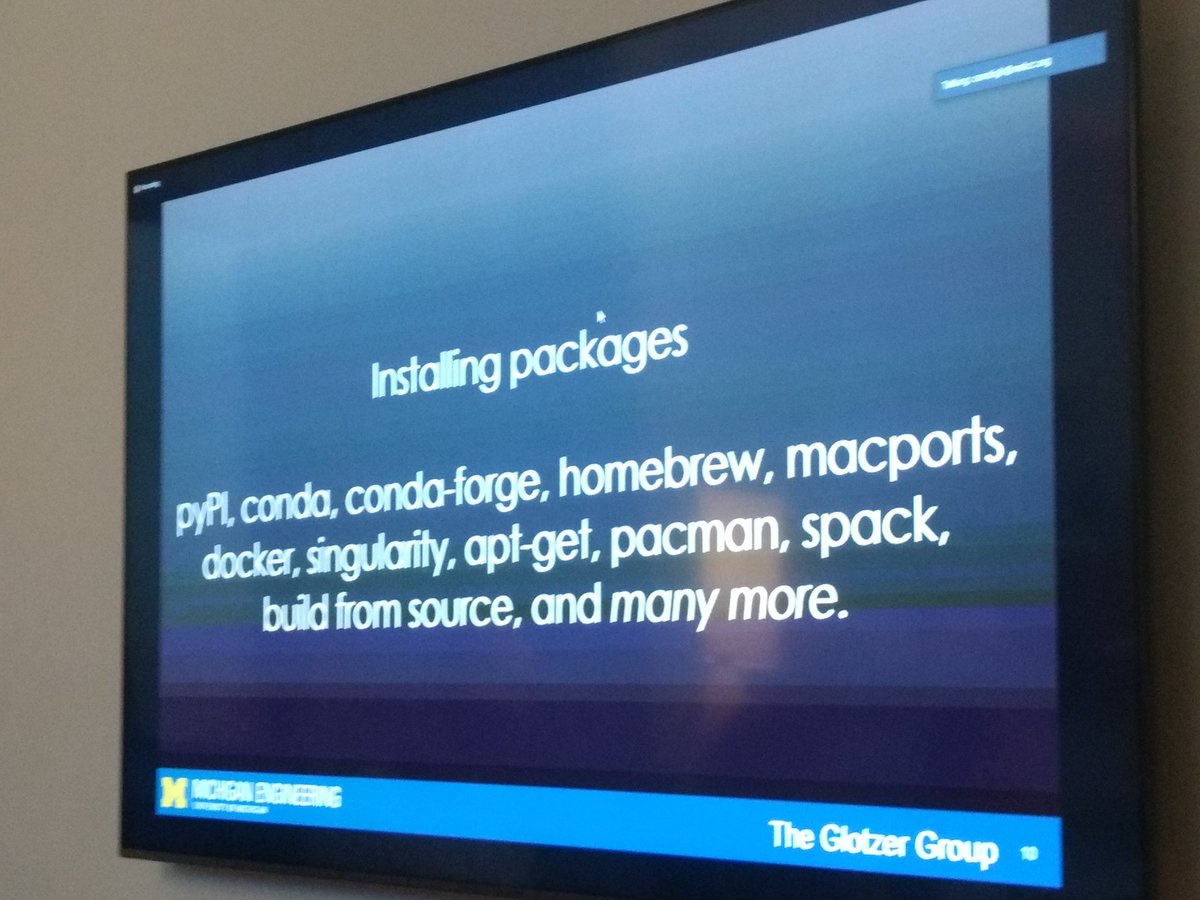 karmecon's tweet image. The #zoo of installing packages adds to this complexity and interdependencies. 
And then someone asked the gruesome question -- what happens when #python4 arrives?
@agrossfield -- we shoot ourselves #optimism :)