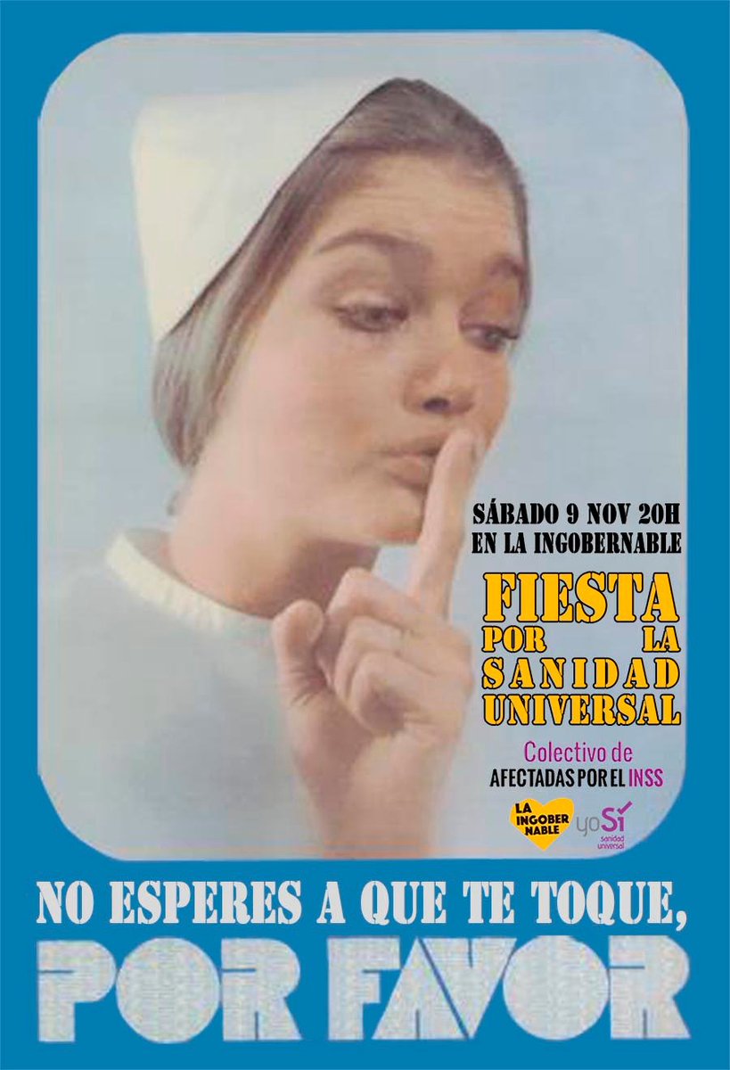 Este sábado 9 de noviembre toca fiesta 🎉
Vente a bailar 💃🕺 ¡CONTRA LA EXCLUSIÓN SANITARIA!
Con DJ D. Faux 🎧 y otras artistas invitadas👨‍🎤
Habrá picoteo 🍤🍟🥙  a precios populares 
A partir de las 2️⃣0️⃣ horas, en <a href="/CSIngobernable/">La Ingobernable</a>
Porque #LaLlamanUniversalYNoLoEs
<a href="/YoSisanidaduniv/">YoSíSanidadUniversal</a>