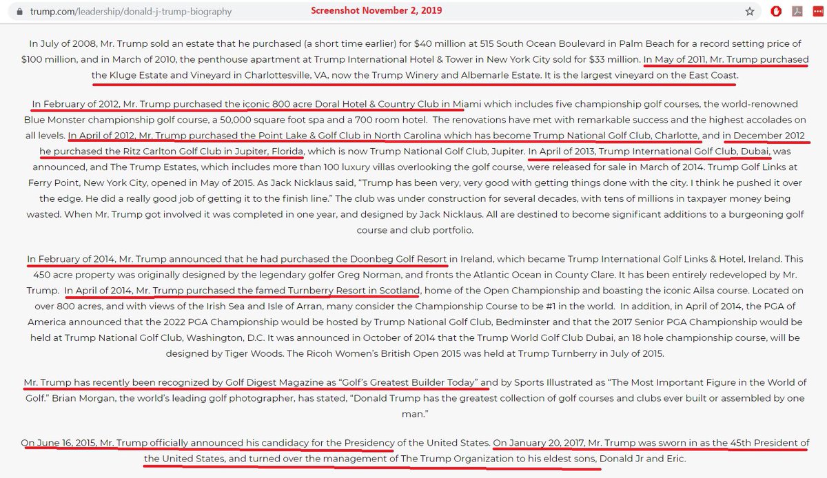 1/ CORRUPTION: The abuse of entrusted power for private gain.“Trump Org. website spends pages detailing Trump’s history on the properties and mentions Trump in each property purchase as if he ‘bought’ the properties individually,” says Tracy.