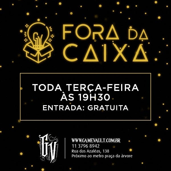 GameVaultBr's tweet photo. Venha para o Fora da Caixa, nosso evento semanal de jogos de tabuleiro!

Nesta terça vamos fazer uma dinâmica de game design do desafio 18-card Challenge da Button Shy.

#VemPraVault #GameVaultBr #ForaDaCaixa #BoardGames https://t.co/t7VrhekrS9