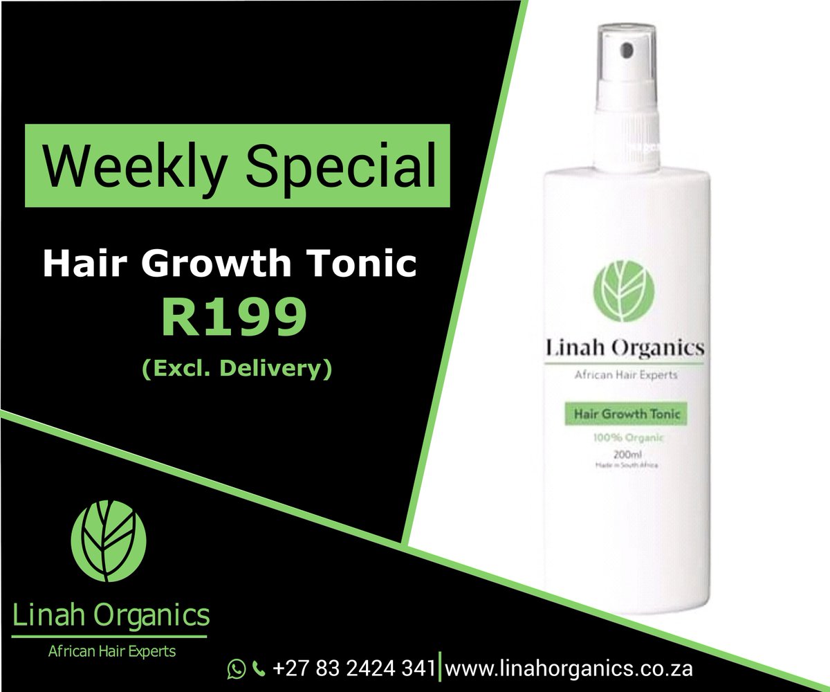 linahhaircare's tweet photo. Only two reasons why you need to get yourself #OurWeeklySpecial Hair Growth Tonic.
-Improves Scalp Health.
-Controls dandruff.
Only for R199.
#DJSBU @SheSouthAfrica #SheTalkZA #GirlTalkZA #BonangMatheba #WithMyBankBalance #DlalaPiano #KeepRacismOutOf #Boity #ToniBraxtonXMcD https://t.co/CmXd9fyUgA