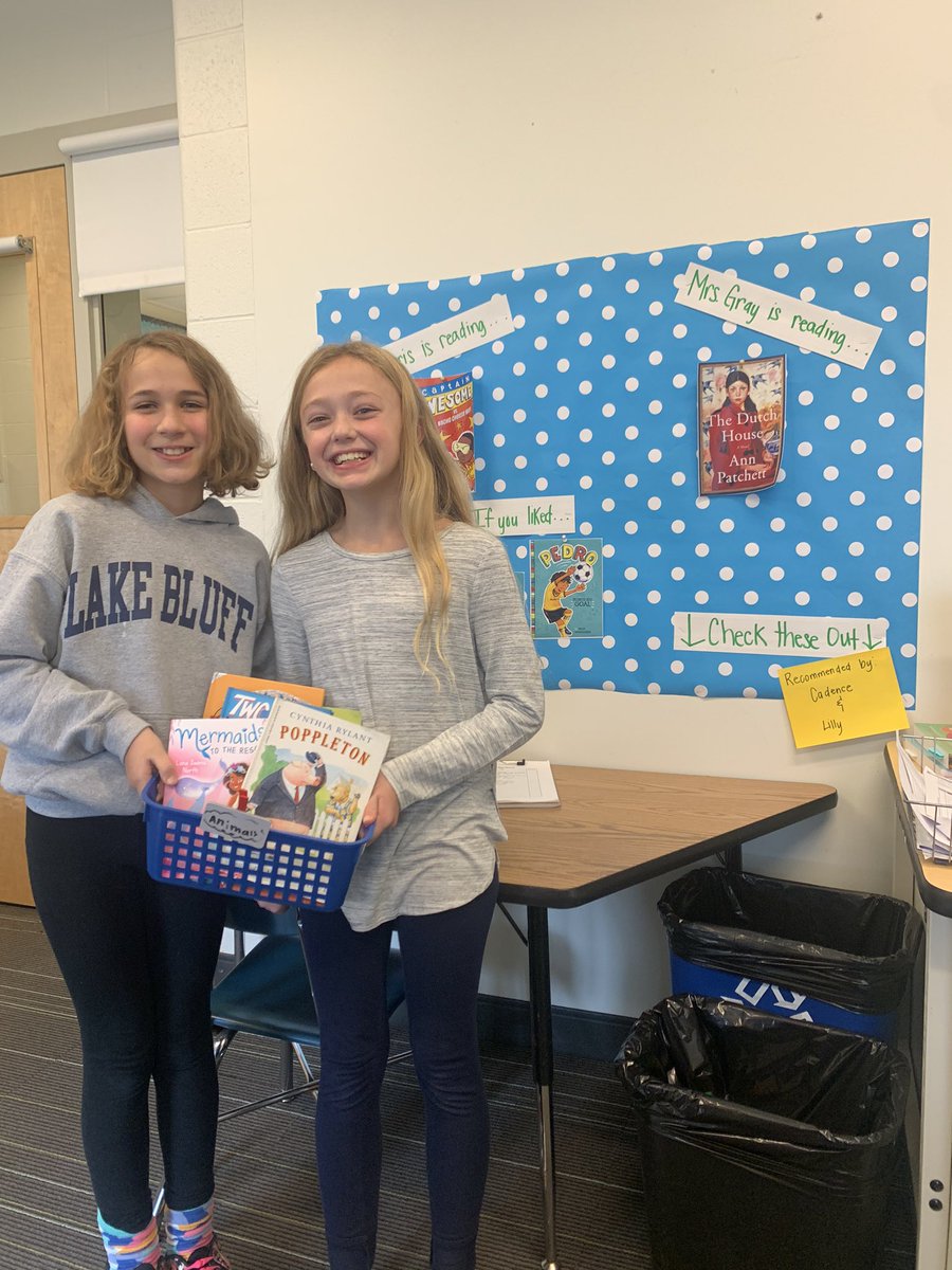 Thank you to these girls for creating a fun bin of animal books! Getting students involved in our Book Nook Spot empowers and encourages their own reading! #LB65 #inspiringreaders