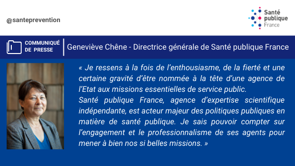 SantePubliqueFr's tweet photo. [#Nomination] Geneviève Chêne, jusqu’alors directrice de l'@Isped_Bordeaux, est nommée directrice générale de Santé publique France par décret du Président de la République, paru au Journal officiel du 30 octobre 2019 https://t.co/WawW2W2eR9 https://t.co/Z5WMsK1SXh
