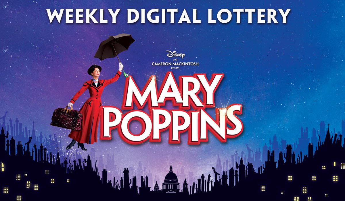 We are excited to announce the #MaryPoppins weekly digital lottery! 20 tickets available for every performance at £25 each. ☂️

Launching tomorrow for performances from 14 Nov. Find out more at: delfontmackintosh.co.uk/MaryPoppinsLot…