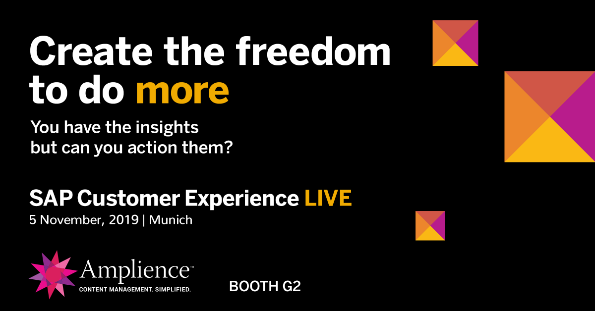 Amplience's tweet image. Amplience are proud to be sponsoring SAP Customer Experience LIVE tomorrow in Munich. Stop by for a chat at booth G2 and discover how you can create the freedom to do more with your teams, content and experience. We’ll see you there! #SAP_CX #SAPCXLIVE
