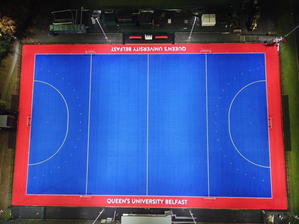 Gazgrass's tweet photo. Some great aerial shots from @TonyPattersonSg of the new hockey pitch installation @QueensSport @QUBHC @QUBelfast @QUBEstates #LoveQub https://t.co/yDYNOD8Rgr