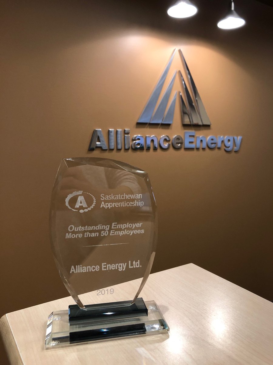 Alliance Energy is proud to announce that on Friday night, at the Saskatchewan Apprenticeship and Trade Certification Commission Awards celebration, we received the award for Outstanding Employer Over 50 Employees!

Thank you to all our employees for making this possible!