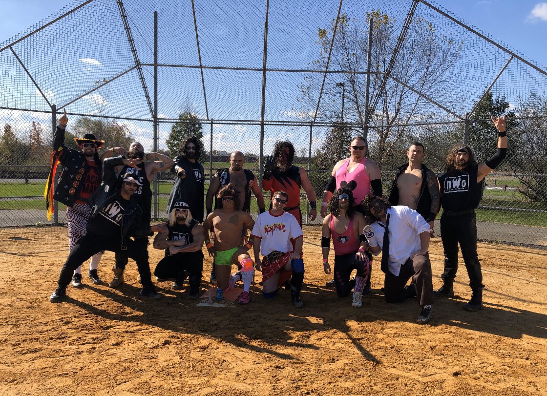 GabbbNicolee's tweet photo. Big Wallys Softball Halloween week, WWE Wrestlers! 

@WWE @Sting @WWENetwork https://t.co/1kXX1Fa8Sb