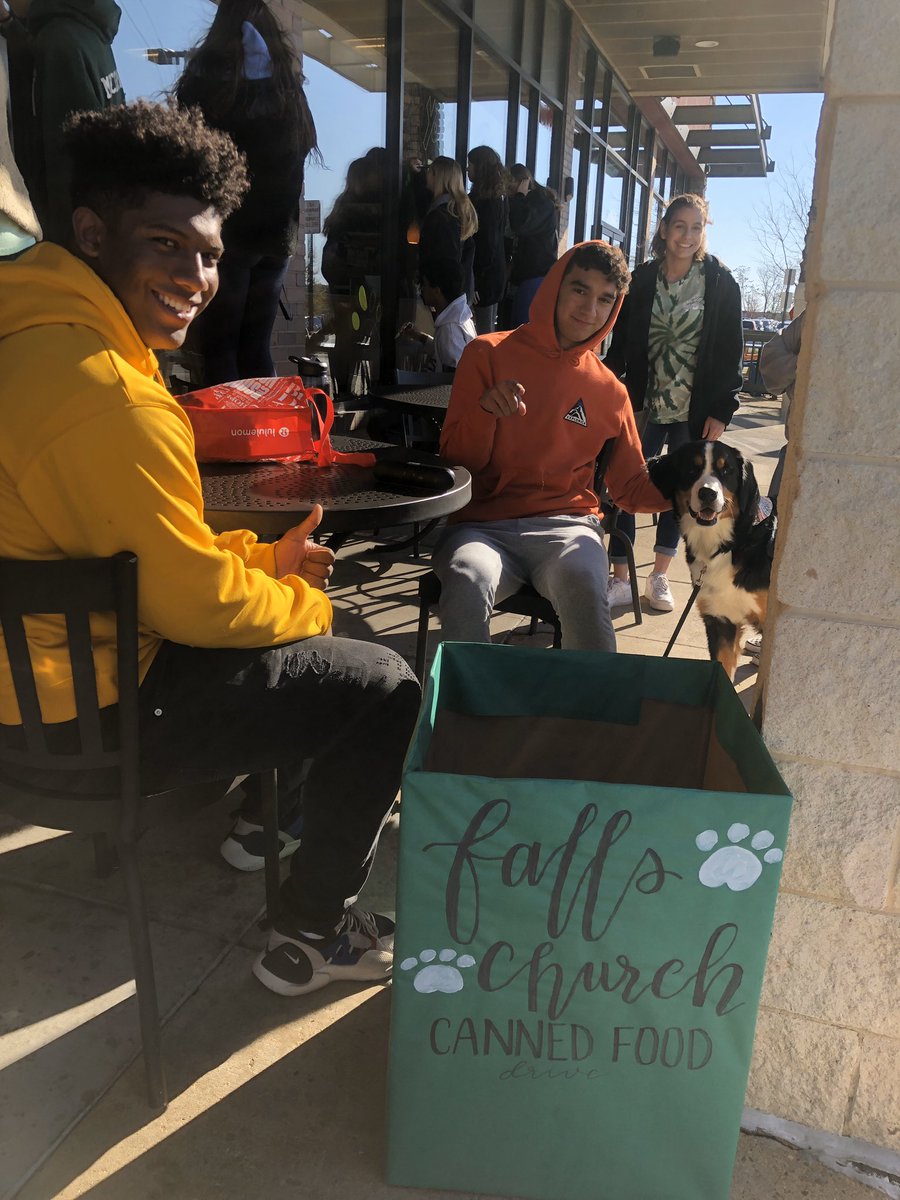 FchsLeadership's tweet photo. A fun morning of spirit @CFASevenCorners Stop by and don’t forget to say you’re with FC.  Bring canned goods to donate to @foodforothers #WeAreFC @FCjagsathletics @FallsChurchHS @FCHSHYPE @fchsclassof2022 @fallschurch2020 @LJMS_FCPS https://t.co/BE4gyd1Zh1