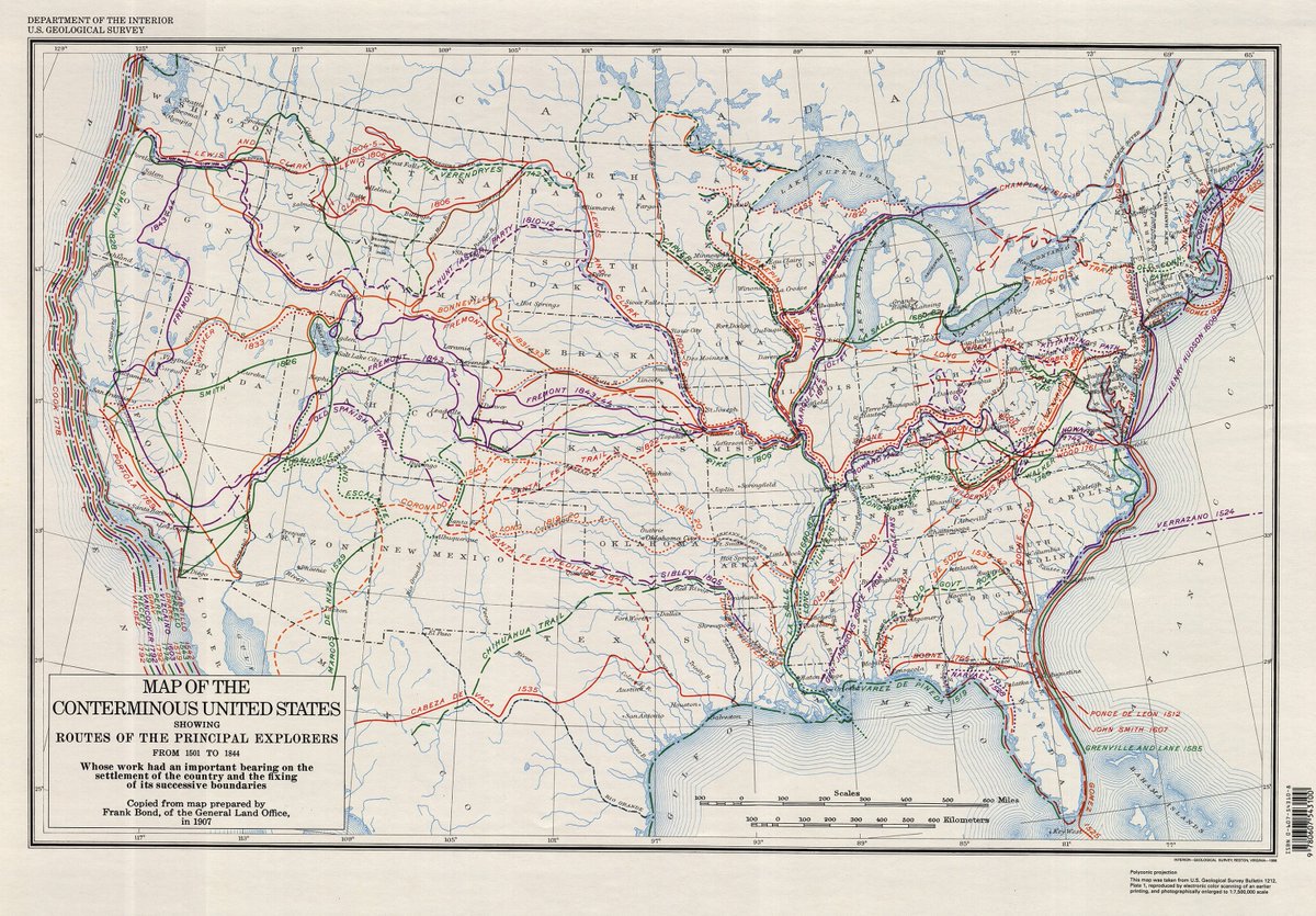 USGSstore's tweet image. It's #FreeMapMonday! Retweet and follow us for a chance to win the map of the U.S., Routes of Principal Explorers 1501-1844!

#USGSStore (U.S. residents only)