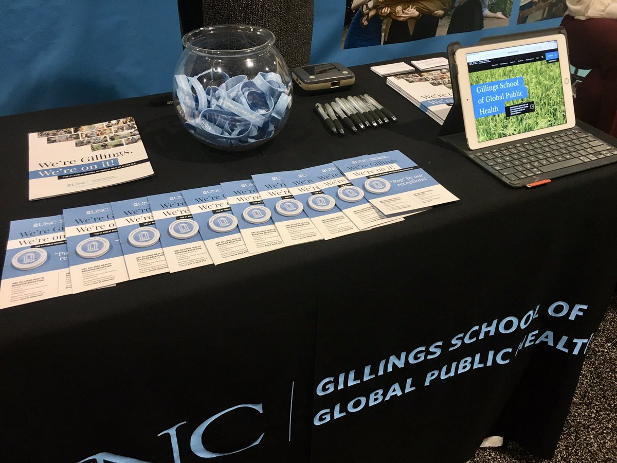 UNCpublichealth's tweet photo. If you’re at #APHA2019, there’s no time like the present to visit @UNCpublichealth at Booth No. 113! We’ve got faculty hanging out, USB bracelets to give away, invites for our reception tonight, and a whole lot of ❤️❤️❤️ for alumni and prospective students! https://t.co/vfzMRews1K