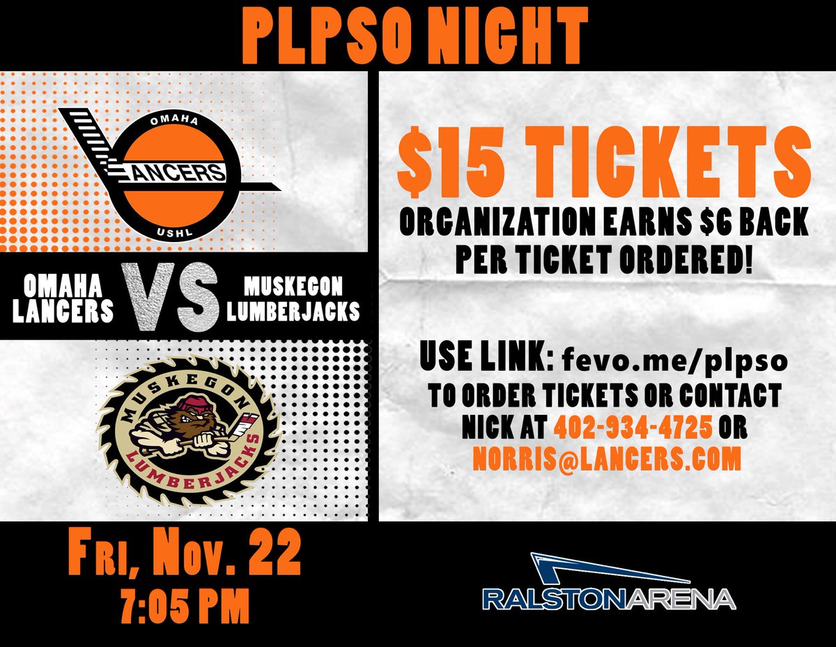 PLCSBEST's tweet image. This year the PLCS Principal and Supervisors Organization is hosting a special evening at the Ralston Arena on Friday, November 22nd.  Join us for a Lancer’s Hockey Game, raffles, and prizes!  Tickets cost $15 each!  Each ticket raises $6 dollars for the PLPSO Scholarship Fund.