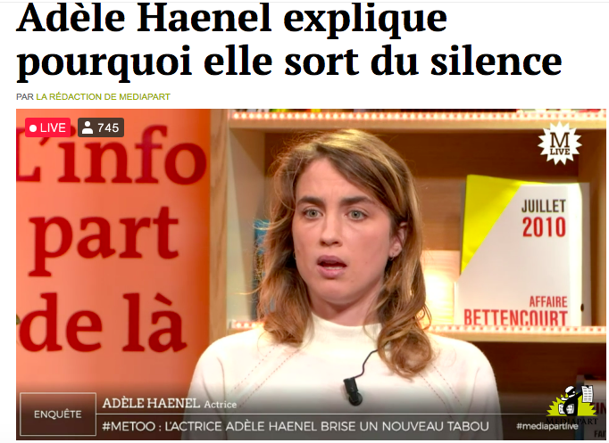 Margaux_Collet's tweet photo. "Je dois le fait de pouvoir parler à toutes celles qui ont parlé avant moi". 🙏Adèle Haenel 
#MediapartLive #MeToo https://t.co/plT8YJkjCU
