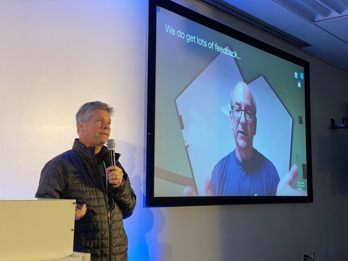 rustybrick's tweet image. Google is doing this event because they want to continue to expand communication between search and webmasters #gwcps and here is @JohnMu getting feedback