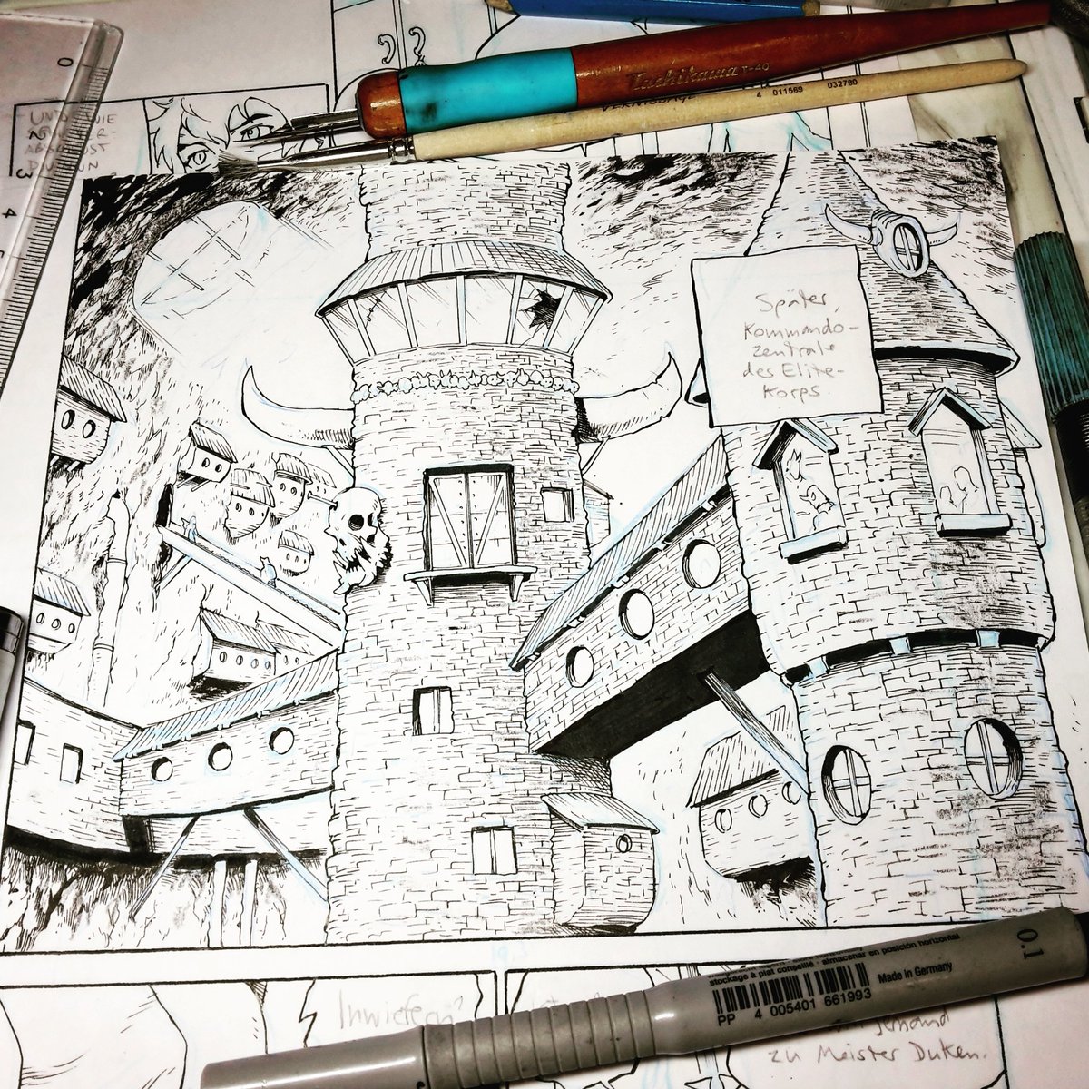 David Fuleki Sein Schreibtisch Hintergrunde Zeichnen Fur Demon Mind Game 3 Wie Immer Eine Grosse Zeitfressende Freude Demonmindgame Mangadrawing Mangaart Mangaartist Mangaartwork Inking Comicpage Fantasyart Lineart T