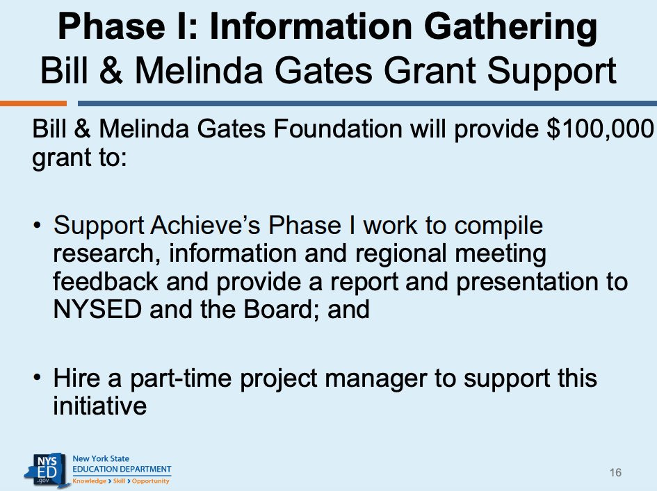 How much does it cost for the Gates Foundation to partner with NYSED to review graduation requirements? A measly $100K. @SReckhow @robreich @contrarianp 

regents.nysed.gov/common/regents…