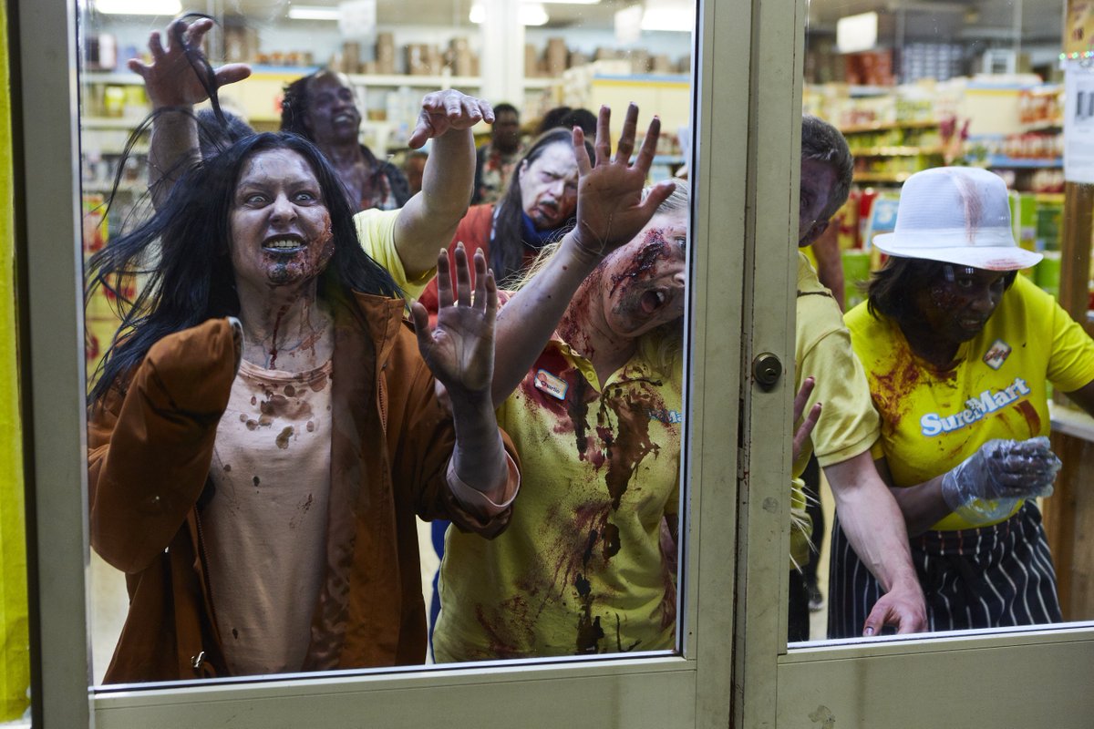 You know that feeling when you get trapped in the #supermarket by a horde of #zombies... ? If you missed last week's episode of #Zomboat! Catch up on @itvhub tonight! #supermarketsweep  #glutenfree #Birmingham #apocalypse @itv2 <a href="/hulu/">Hulu</a> #huluween #zombieapocalypse
