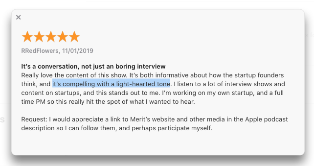 Baby's first Apple Podcast review: