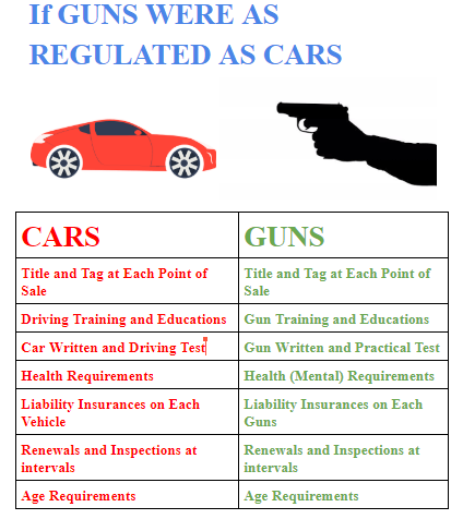 ZumbaParty2020's tweet photo. The Zumba Party believes that more regulations need to be put on guns, but for those that believe differently this is what regulations would be if cars and guns were equal https://t.co/aamij6zfUL