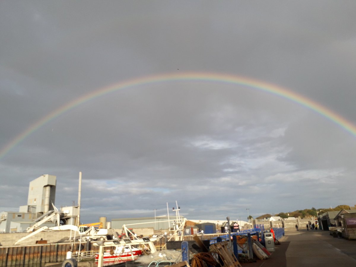 Complete rainbow over Whitstable harbour this afternoon.