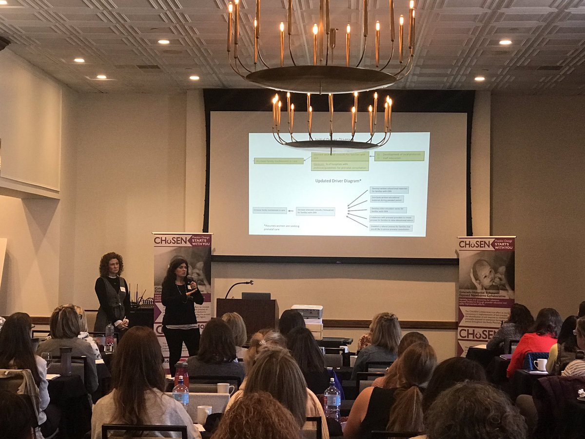 Hospital presentations are underway. The work that is being done to improve care for Substance Expose Newborns (SEN) and their families in Colorado is impressive!  @cpcqc @illuminate_co #chosenforum