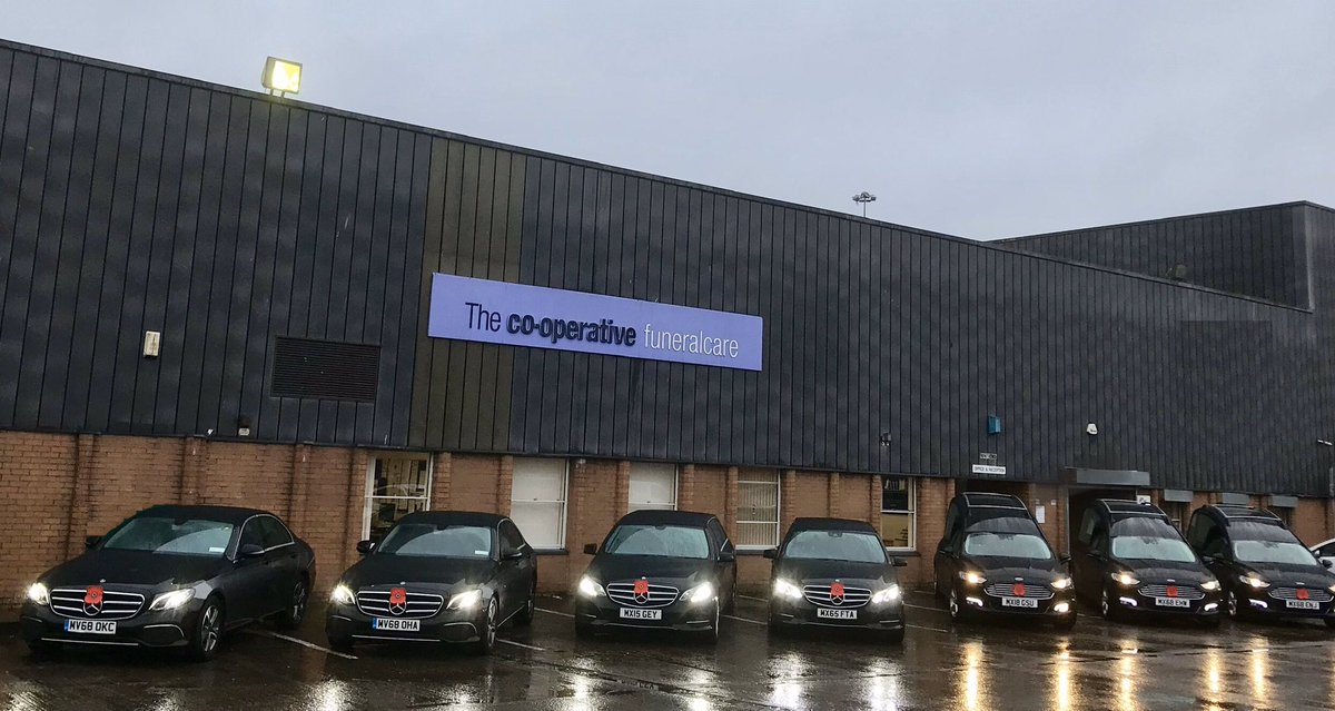 A selection of Co-op FuneralCare ceremonial Fleet in Glasgow City with our vehicle Poppies from <a href="/poppyscotland/">Poppyscotland</a> #LestWeForget proud to support our Military families.  #ItsWhatWeDo