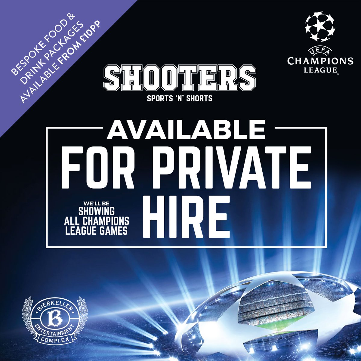 Did you know Shooters can be hired privately with packages starting from £10 per person?

Enquire now:
📩manchesterbookings@thebierkeller.co.uk 
🌐bierkellermanchester.com