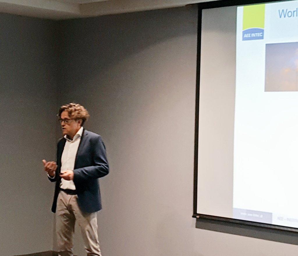 AEE_INTEC's tweet photo. .@ChristophBrunn1 opening session on Solar Energy in Industrial Water&amp;Wastewater Management @ISES_Solar #SWC19 

The nexus of energy-water-industry is a big hub to adress the upcoming challenges: clean water and maximised valuables recovery 

☀️#solarheat can do!
@IEASHC #Task62 https://t.co/8aOehhnJwZ