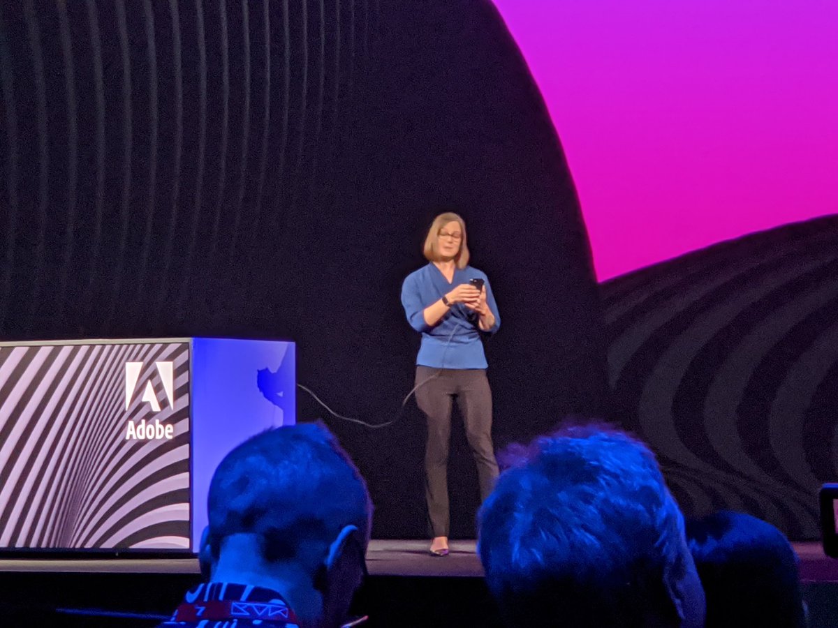 benforta's tweet photo. Our very own @Veronica demoing the upcoming @AdobeSensei powered @Photoshop Camera on the #AdobeMax2019 stage. https://t.co/pFh71nMeLY