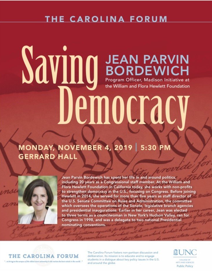 The Carolina Forum, sponsored by UNC’s Department of Public Policy, is tonight!