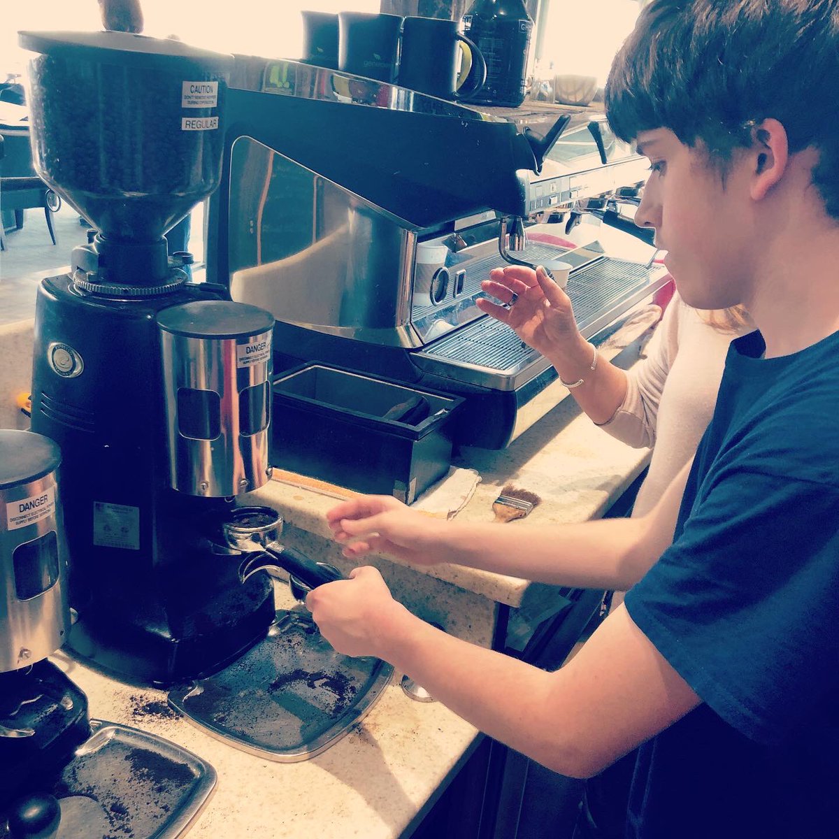 AvonworthCoffee's tweet photo. awesome field trip today to @Generoasta Coffee today .... guest chaperone @AvonworthFB Coach Johncour .... thank you Miss Heather for showing us the ropes .....   #realworldlearning #baristas https://t.co/0rm4A2DJ4R