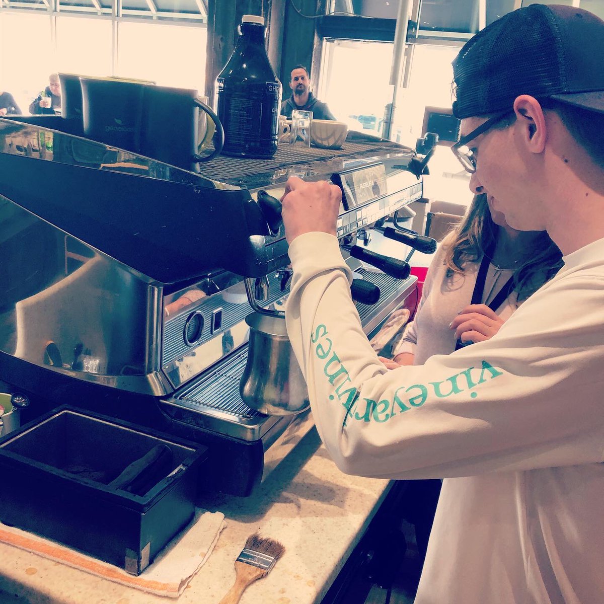 AvonworthCoffee's tweet photo. awesome field trip today to @Generoasta Coffee today .... guest chaperone @AvonworthFB Coach Johncour .... thank you Miss Heather for showing us the ropes .....   #realworldlearning #baristas https://t.co/0rm4A2DJ4R