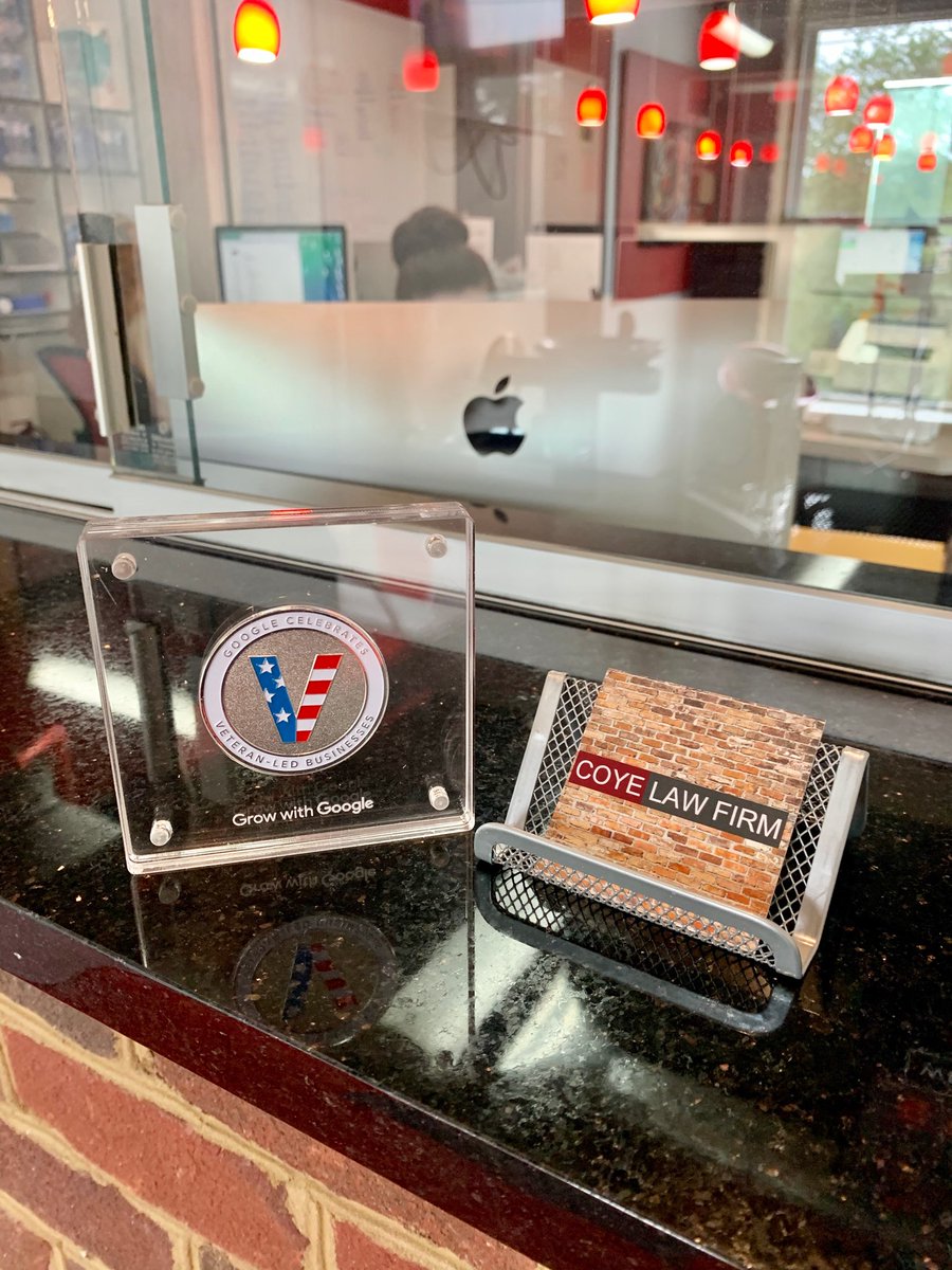 CoyeLawFirm's tweet photo. We are so thankful to be recognized as a highly rated "Veteran-Led" business by Google! Mr. Coye is a Veteran that inspires everyone in the office daily and helps us grow as a team. #ChallengeCoin #GrowWithGoogle 🇺🇸 https://t.co/TNBaHjy5Gf