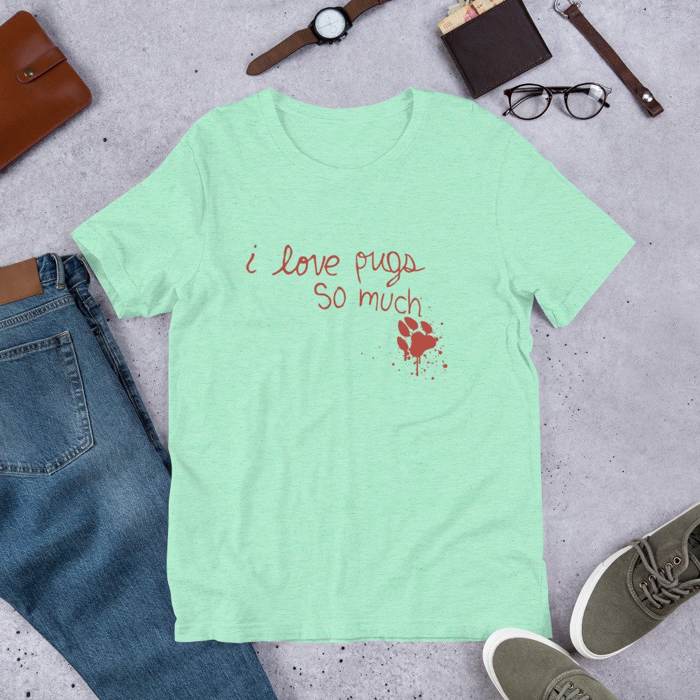 Drawmydog3's tweet photo. Hey #ATX! Do you ❤ pugs? 🐾 Want to Keep Austin Weird? ✌ Show your love for #AustinTexas and your favorite squishy-faced dogs with this soft and flattering tee based on the famous "I Love You So Much" South Congress mural. Shop now at https://t.co/vwlfzvOIrM! #tshirt #pug https://t.co/ZKiRvZEGjz