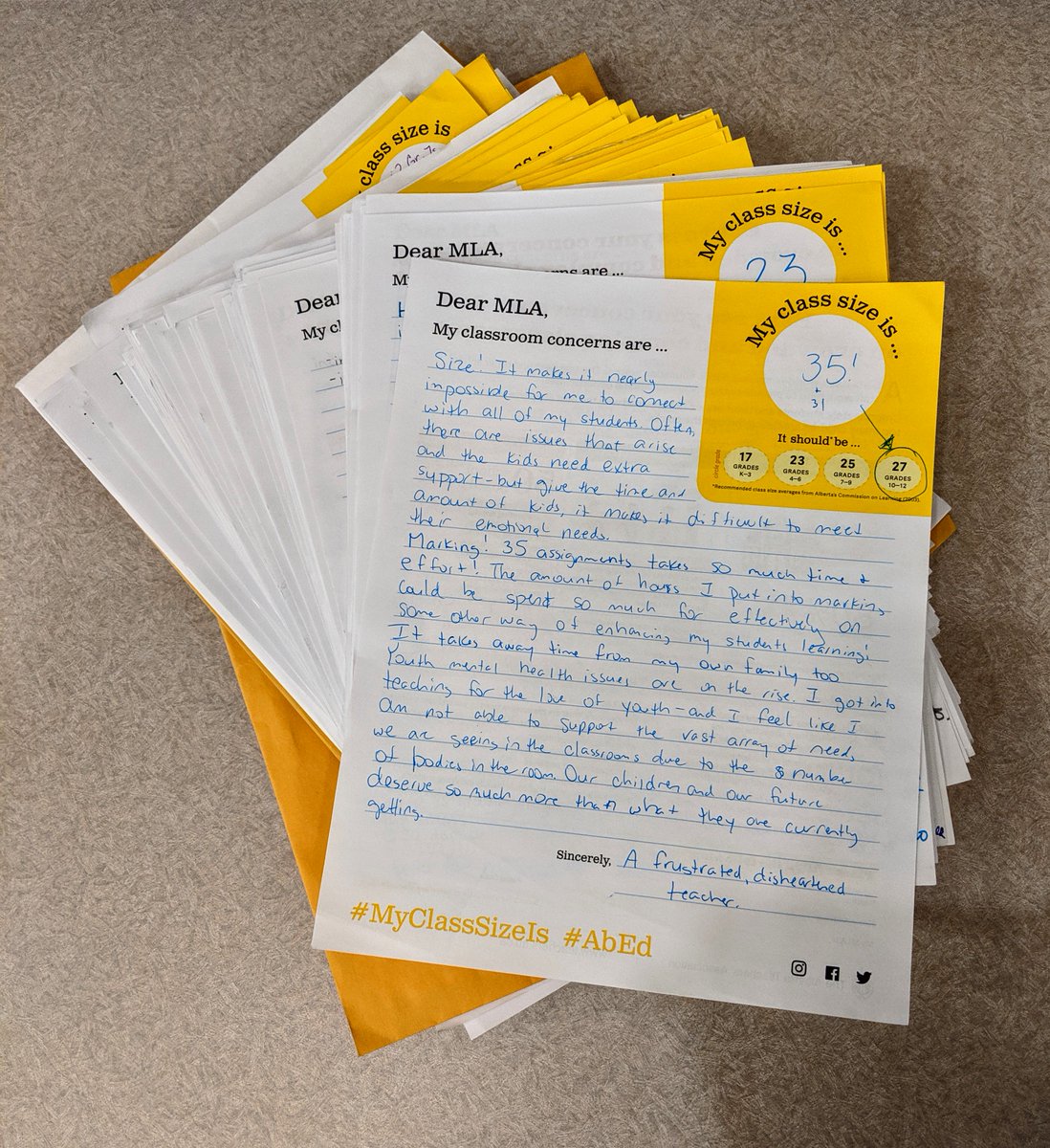SturgeonTeacher's tweet image. Have you written your letter yet? 
@albertateachers #writeyourmla #abteachers #classsize #MyClassSizeIs #AbEd