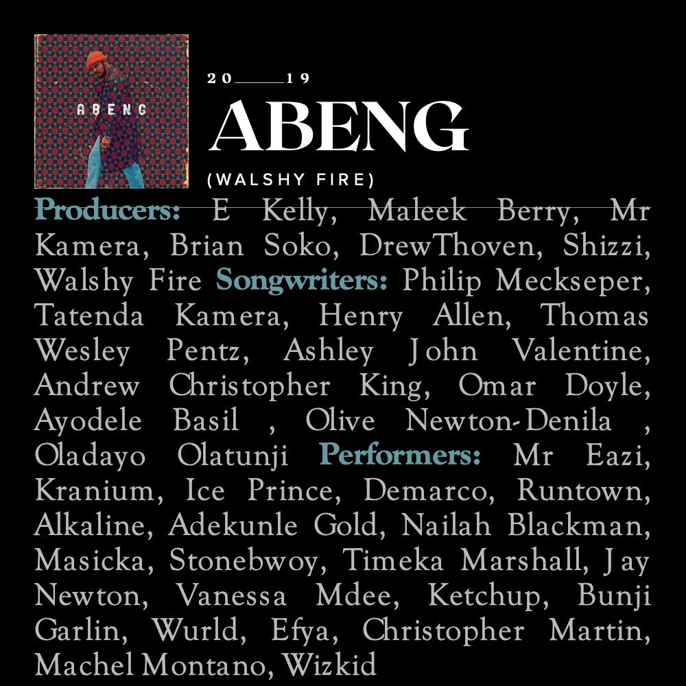 walshyfire's tweet photo. Join me in recognizing all music creators who work #BehindTheRecord, an initiative to #GiveCredit where credit is due! These amazing people are behind #ABENG, thank you all! Celebrate creators who work behind the scenes & bring music credits back. #WeAreMusic @RecordingAcad https://t.co/yKT6bdxHoM