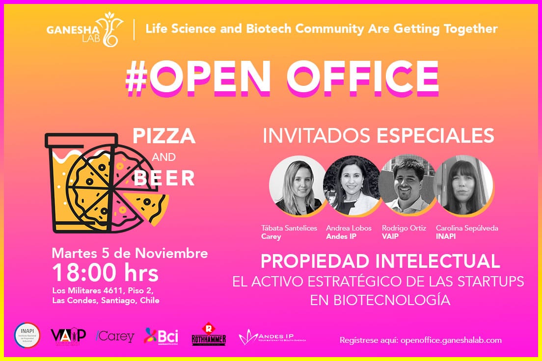 #Chile| Cordialmente invitados a este panel sobre #PropiedadIntelectual como activo estratégico de las startups en biotecnología, organizado por @Ganeshalab 

Participa nuestro miembro ELAPI Rodrigo Ortiz, bioquímico UC, PhD(c) en Biotecnología y especialista Técnico en PI: