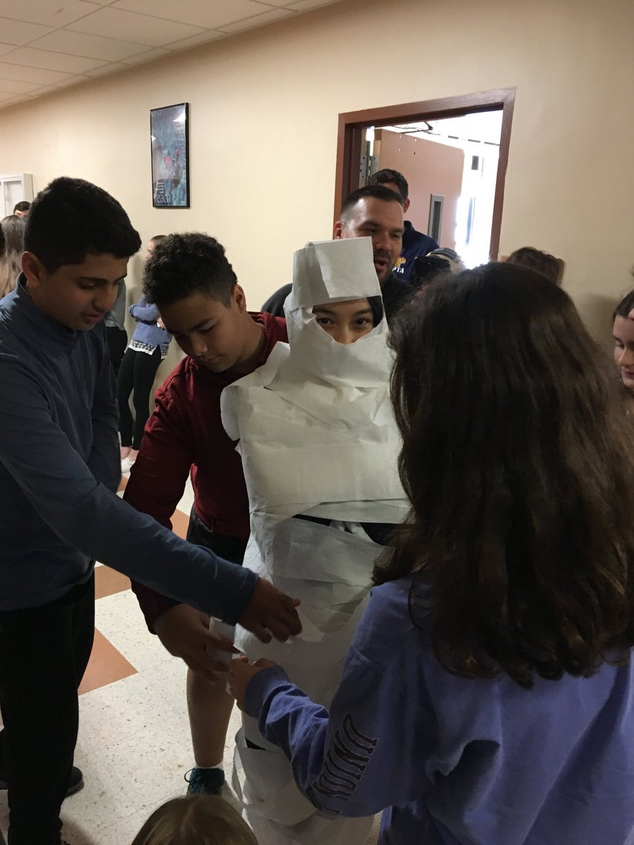 Great Halloween-themed Squad Day on Friday!  "Human Intestinal Knot; Monsters on my Mind; and Mummify a Peer Leader!  Awesome job by our staff leaders, peer leaders and 9th graders! #yoursquadsmatter