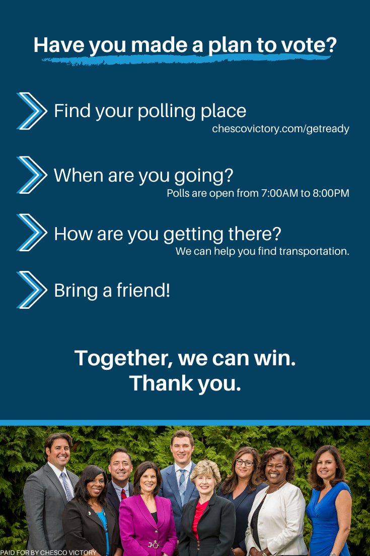 VictoryChesco's tweet photo. It's happening! Find your polling plat at https://t.co/1Uk9feSkpq https://t.co/9UObbHPhck