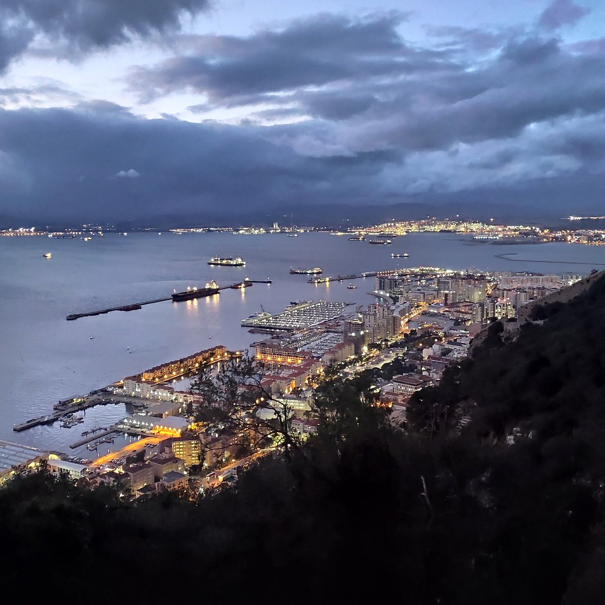 Our beautiful city of #Gibraltar at #dusk
 
#nightfall #upperrock #medsteps