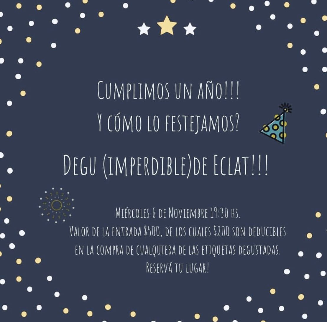 Degustaciòn de <a href="/BodegaCaelum/">Bodega Caelum</a> 
Arranca con el Fiano Reserva, cepa típica de la Campania
Continúa con 3 espumantes: Eclat Plata, Eclat Reserva y Eclat Solera. Todos método tradicional, todos imperdibles!!! Reservá tu lugar por DM o por mail a
winestrifecta@gmail.com